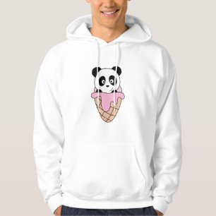Moletom Urso Panda Rosa Sorvete Waffffle Básico Crianças
