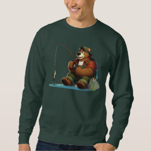 Moletom Urso pescador fofo ao ar livre