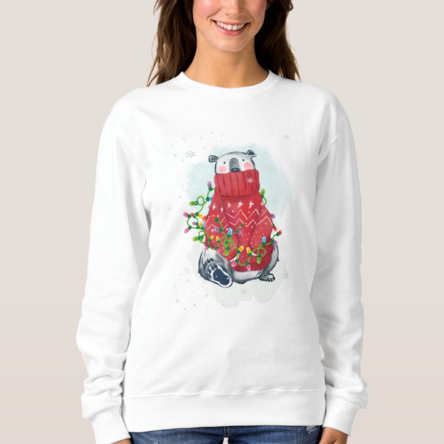 Moletom Urso Polar de Natal com Aquarela (Frente)