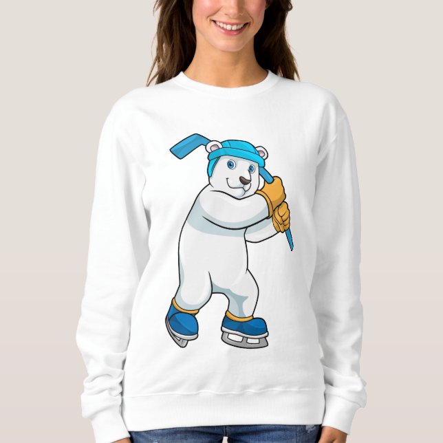 Moletom Urso polar no hóquei no gelo com Stick (Frente)