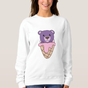 Moletom Urso Sorvete Rosa Púrpura Waffle Animais Doce