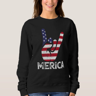 Moletom US American Flag and Patriotic Rock Sign of Hand M