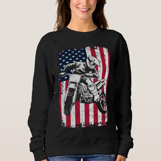 Moletom US American Flag Biker Dirt Bike Motorcycle Motocr (Frente)