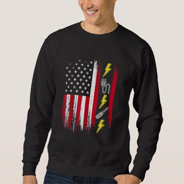 Moletom US American Flag  Electricity  Electrician Lineman (Frente)