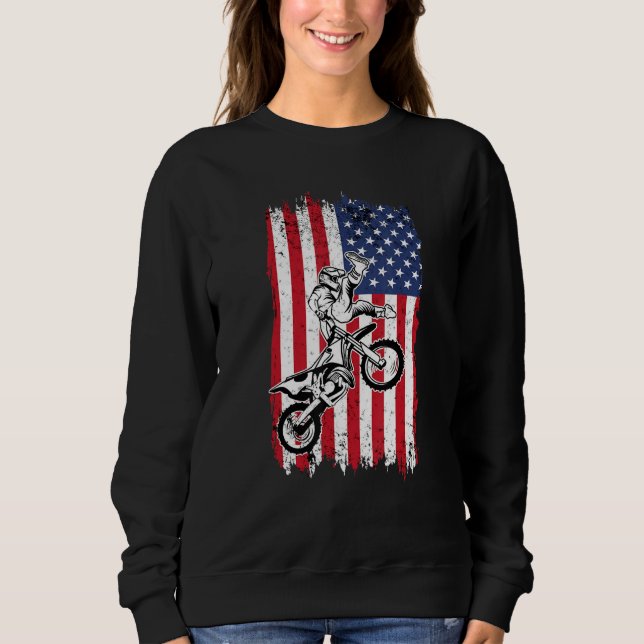 Moletom US Flag Dirt Bike Fly Shirt  Motocross US Dirt Bik (Frente)