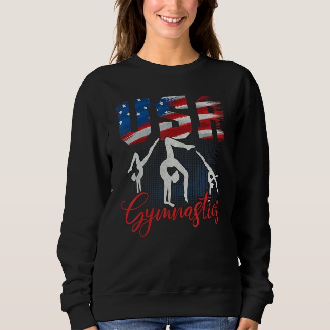 Moletom USA American Flag Gymnastics Tee Gymnast 4th of Ju (Frente)