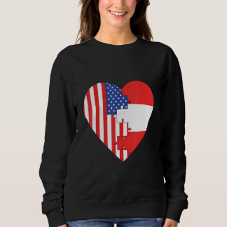 Moletom USA and Austria Flags Heart