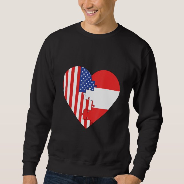 Moletom USA and Austria Flags Heart (Frente)