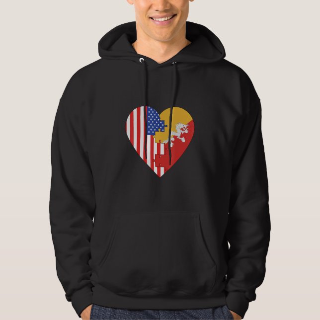 Moletom USA and Bhutan Flags Heart (Frente)