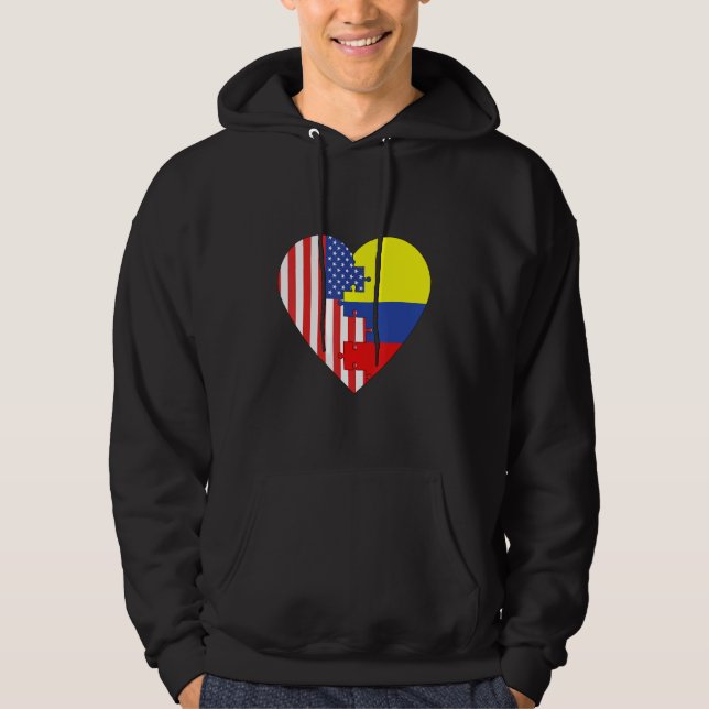 Moletom USA and Colombia Flags Heart (Frente)