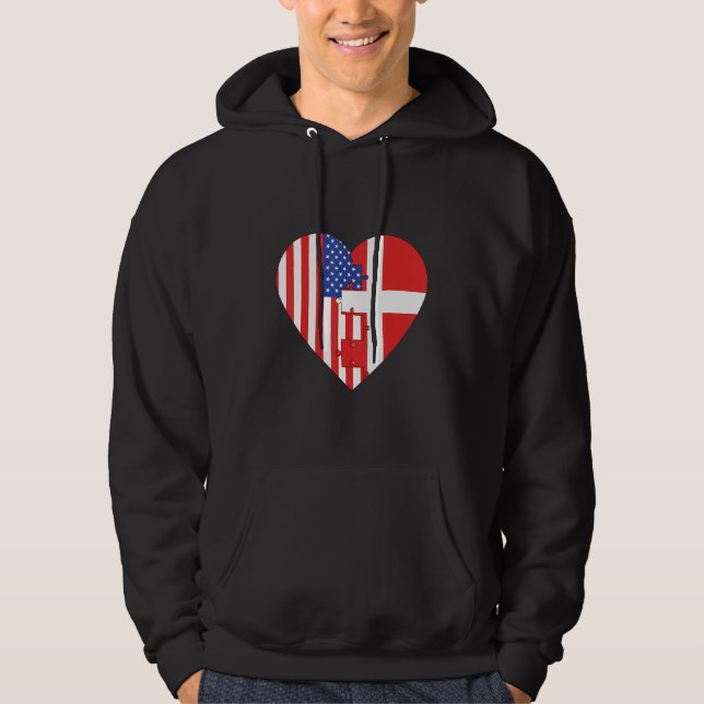 Moletom USA and Denmark Flags Heart (Frente)