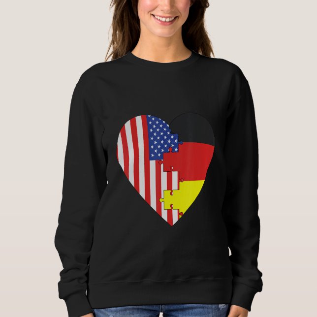 Moletom USA and Germany Flags Heart (Frente)
