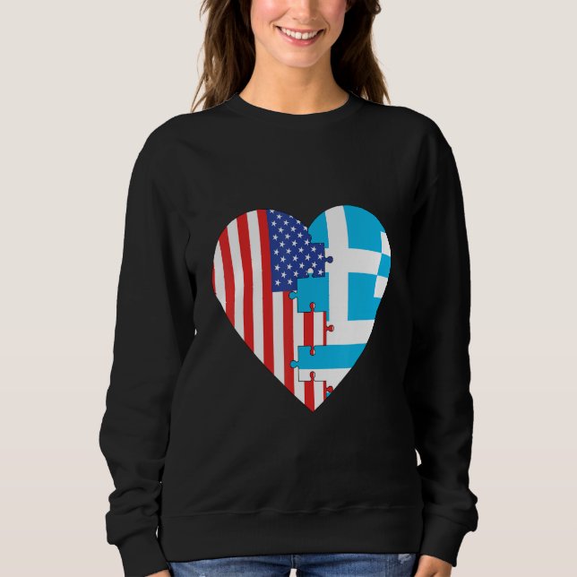 Moletom USA and Greece Flags Heart (Frente)