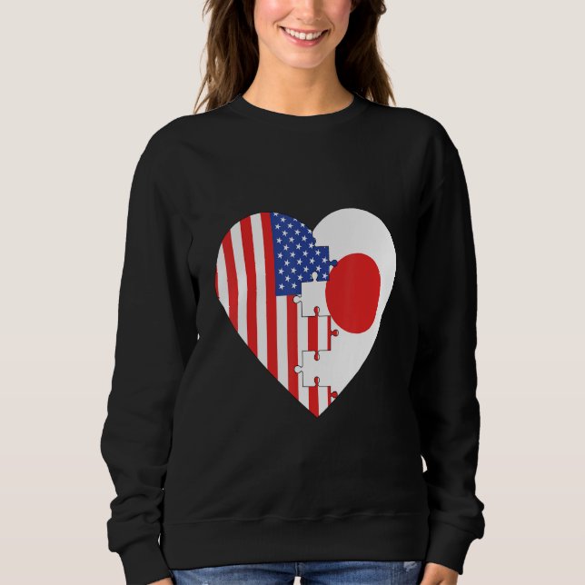 Moletom USA and Japan Flags Heart (Frente)