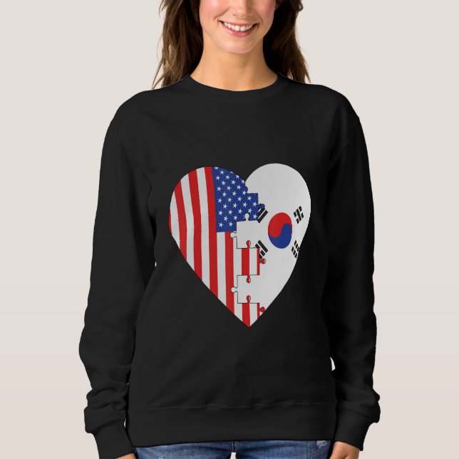 Moletom USA and Korea Flags Heart (Frente)