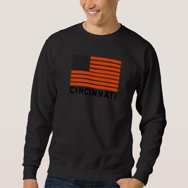 Moletom USA Flag Cincinnati Orange & Black Cincinnati Amer (Frente)