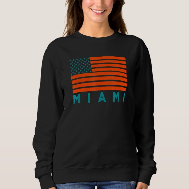 Moletom USA Flag Miami OrangeTeal-GreenBlue Miami FL Ameri (Frente)