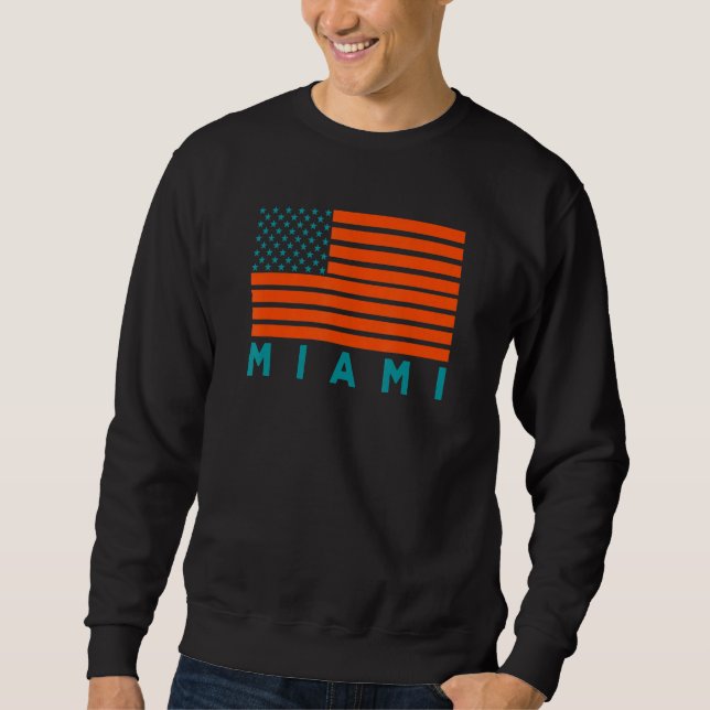 Moletom USA Flag Miami OrangeTeal-GreenBlue Miami FL Ameri (Frente)