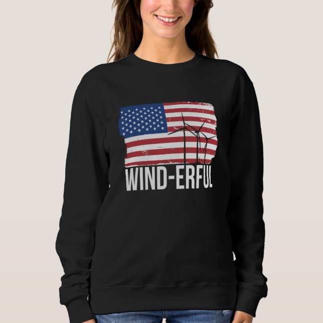 Moletom USA Flagge Amerika Fahen Wind Erful Wind Turbine E (Frente)
