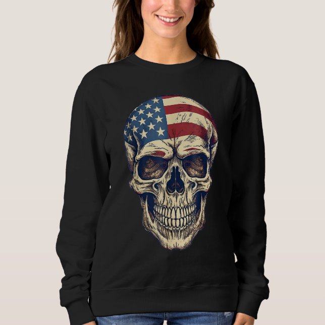 Moletom Usa Skull 4th Of Julay Scary Usa Skull Men Kid Wom (Frente)