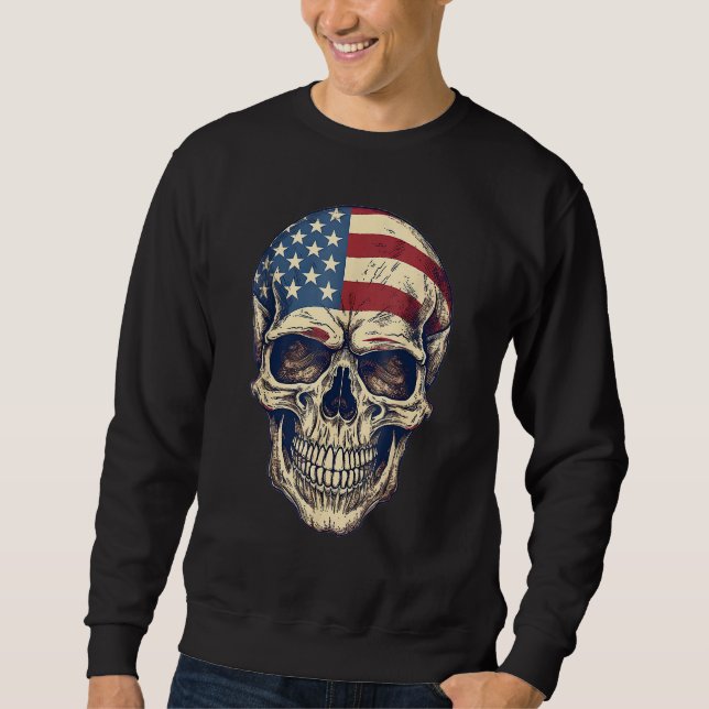 Moletom Usa Skull 4th Of Julay Scary Usa Skull Men Kid Wom (Frente)