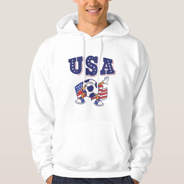 Moletom USA Soccer Fan Jersey Mostra Bandeira Americana (Frente)