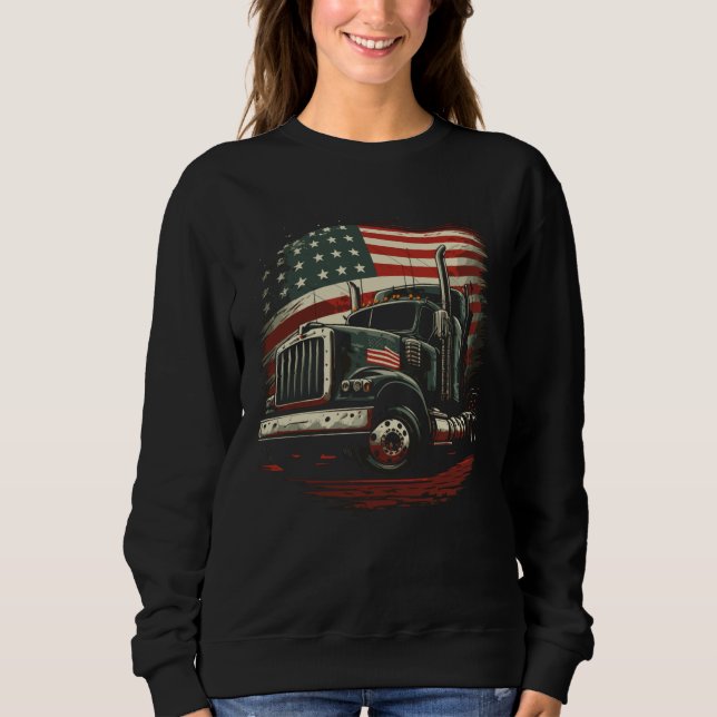 Moletom USA Truck Driver American Flag Trucker (Frente)