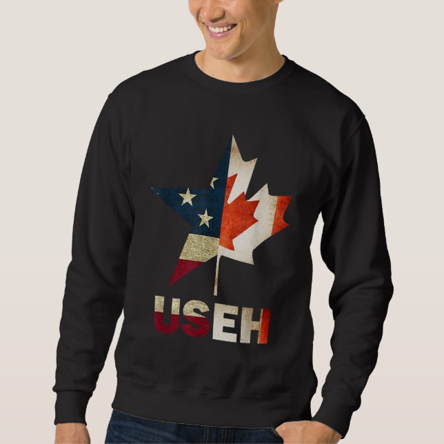 Moletom USEH Leaf Canadian American Flag Canadá EUA Flag G (Frente)