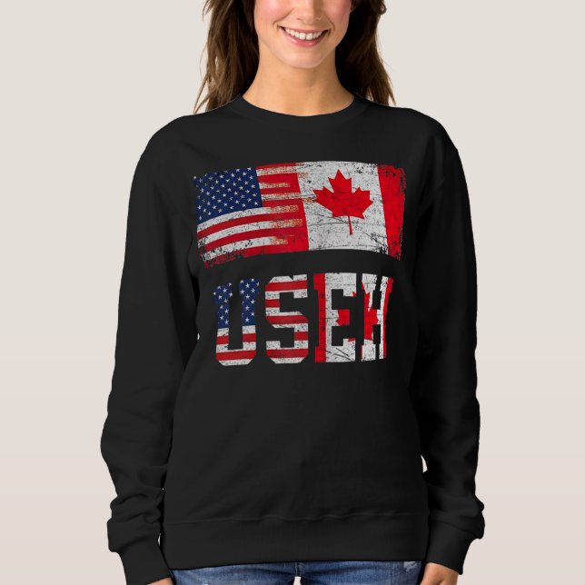 Moletom Useh Leaf Canadian American Flag Design (Frente)