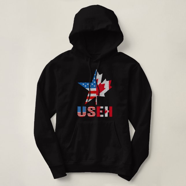 Moletom Useh Leaf Canadian American Flag Maple Canada Usa  (Frente do Design)
