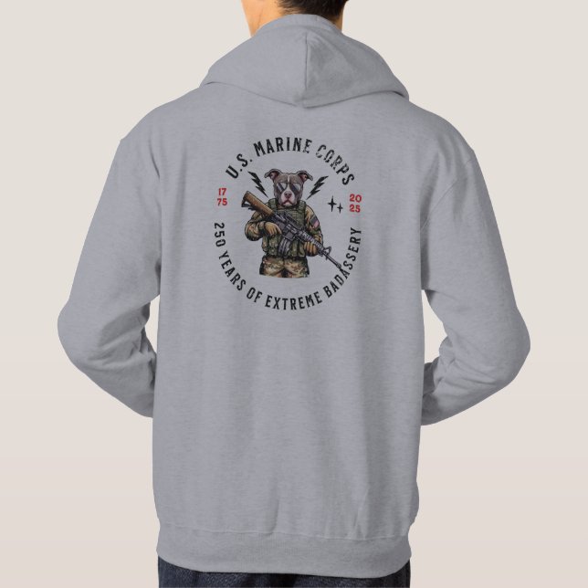 Moletom USMC 250 Years of Badassery Camo Dog Hoodie (Verso)