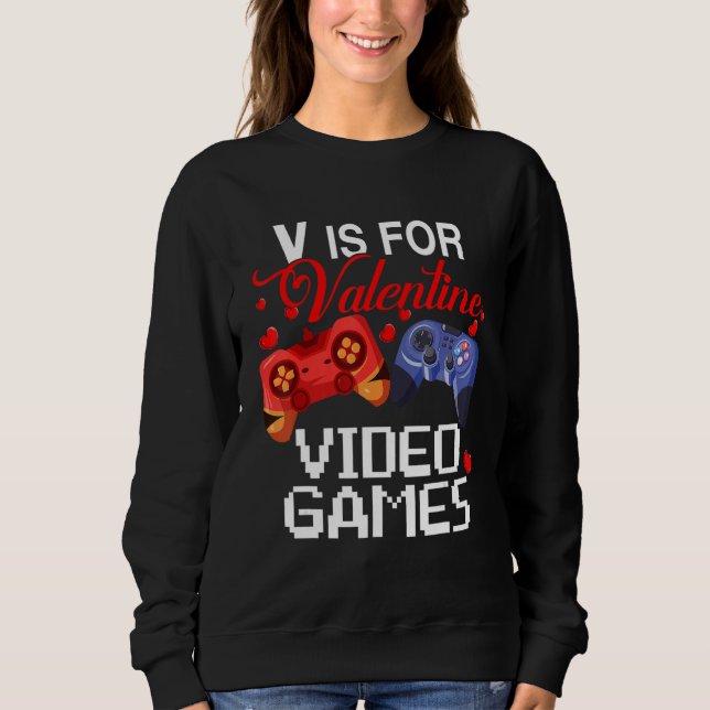 Moletom V Is For Valentine Video Games Cute Game Controlle (Frente)