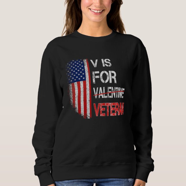 Moletom V Is For Veteran Valentine's Day US Flag (Frente)