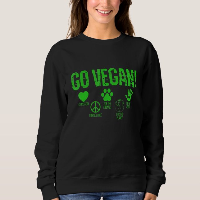 Moletom Vá Compassividade Vegan Não Violência Animais Plan (Frente)