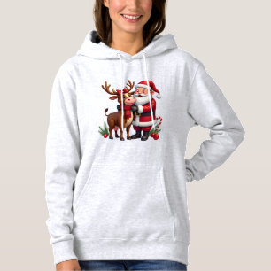 Moletom Vaca Alta Escocesa de Natal Com Papai Noel Vintage