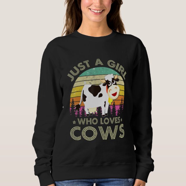 Moletom Vaca Bela Só Uma Menina Que Ama Vaca Fazendedora (Frente)