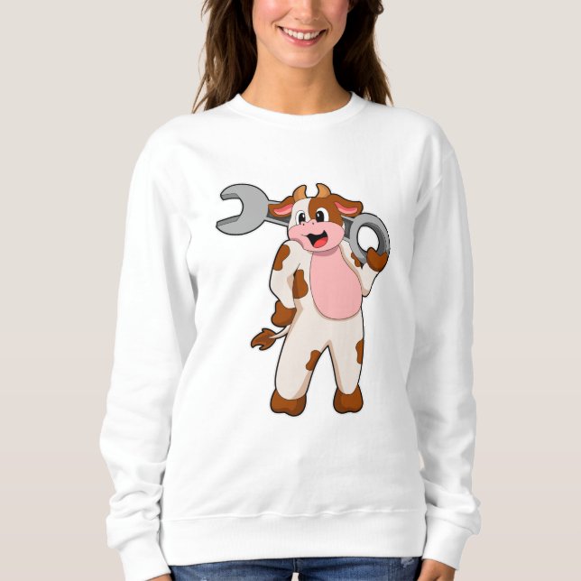 Moletom Vaca como mecânica com chave inglesa (Frente)