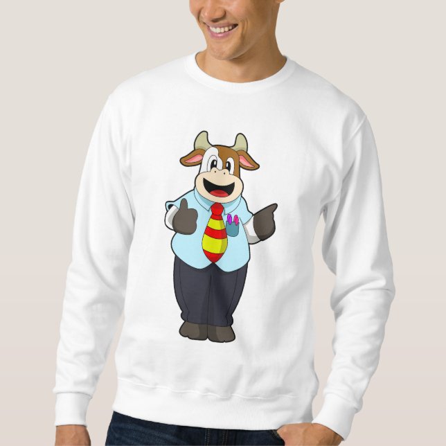 Moletom Vaca como professor com gravata (Frente)