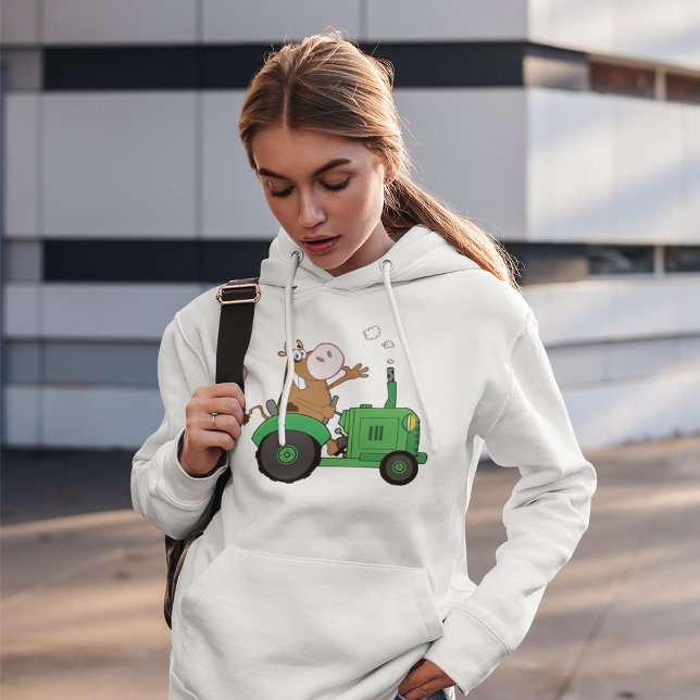 Moletom Vaca Conduzindo Um Trator Hoodie (Criador carregado)