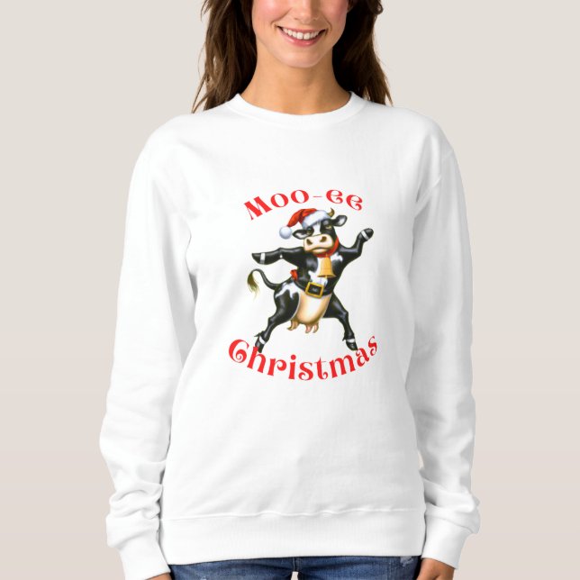 Moletom Vaca Dançante Engraçada de Natal (Frente)