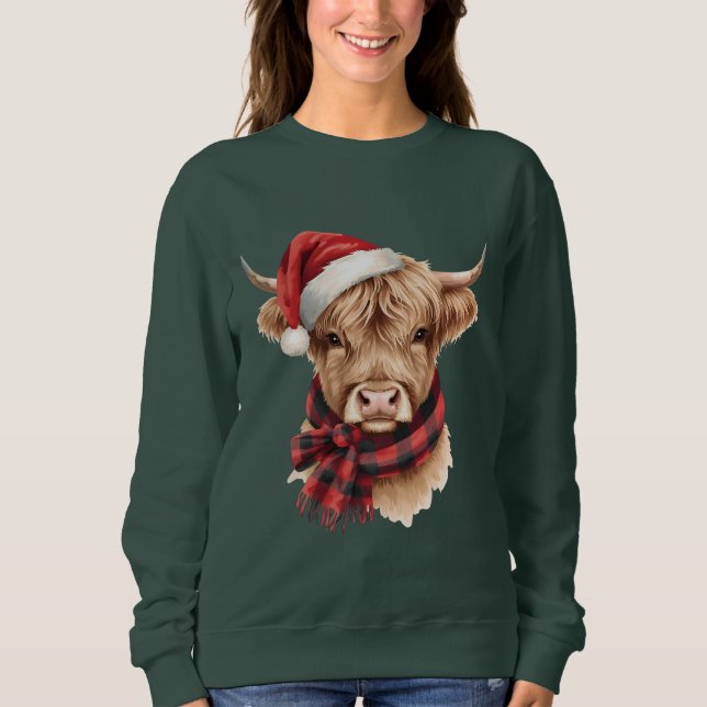 Moletom Vaca das Terras Altas com Chapéu de Natal (Frente)