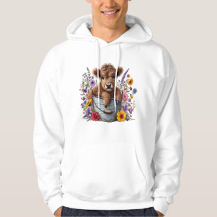 Moletom Vaca das Terras Altas em Balde de Flores Png, Fofo