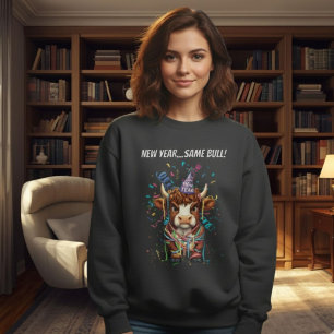 Moletom Vaca das Terras Altas Mal-Humorada Ano Novo Engraç