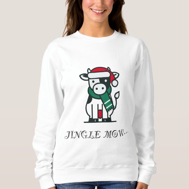Moletom Vaca de Natal Engraçada Jingle Mow (Frente)
