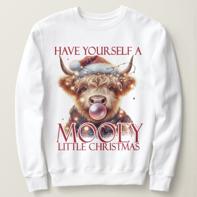 Moletom Vaca Elegante Highland, Feliz Natal (Frente do Design)
