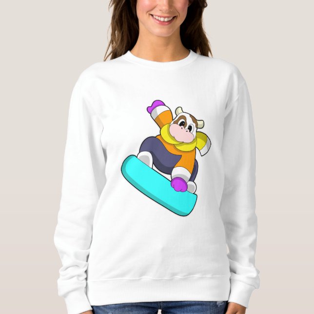 Moletom Vaca no Snowboard com Snowboard (Frente)