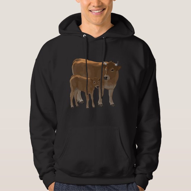 Moletom Vaca Parda de Aubrac ou Jersey e Gado Bezerro Fofo (Frente)