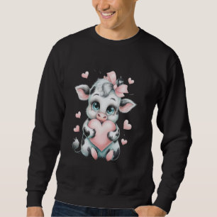 Moletom Vaca segurando Arco de coquete preto-e-branco-rosa