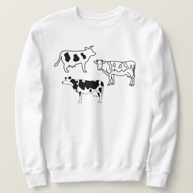 Moletom Vacas desenhadas à mão Portas de fazendeiros Preto (Frente do Design)