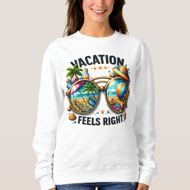 Moletom Vacation Feels Right Women’s Basic Sweatshirt USA (Frente)